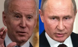 Combinaison de photos montrant le président américain Joe Biden et son homologue russe Vadimir Poutine.