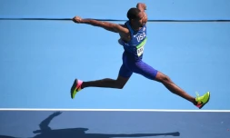Le triple sauteur américain Christian Taylor décroche le tire olympique à Rio, le 16 août 2016