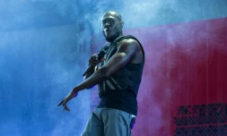 Le rappeur Stormzy sur la scĂšne Pyramide du festival de Glastonbury le 28 juin 2019