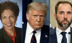 Triptyque photographique réunissant Donald Trump, le procureur spécial Jack Smith et la juge Tanya Chutkan