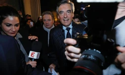 François Fillon à la sortie de son siège de campagne le 20 novembre 2016 à Paris