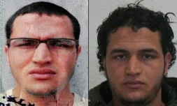 Montage de portraits fourni le 19 décembre 2016 par la police allemande du Tunisien Anis Amri, suspecté d'avoir commis l'attentat au camion-bélier à Berlin