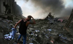 Photo d'archive prise le 4 août 2020 après l'explosion au port de Beyrouth, la capitale libanaise