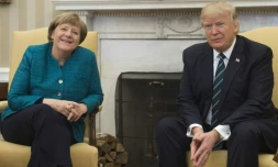 Angela Merkel et Donald Trump le 17 mars 2017 dans le Bureau ovale de la Maison Blanche à Washington