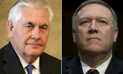 Montage photo réalisé le 13 mars 2018 montrant, à gauche, Rex Tillerson le 15 février 2018, et, à droite, Mike Pompeo le 12 janvier 2017