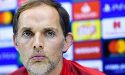 L'entraßneur du PSG Thomas Tuchel en conférence de presse au stade San Paolo à Naples, le 5 novembre 2018