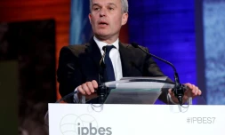 Le ministre français de la Transition écologique Francois de Rugy lors de l'ouverture du Plateforme intergouvernementale scientifique et politique sur la biodiversité et les services écosystémiques (IPBES) à Paris le 29 avril 2019