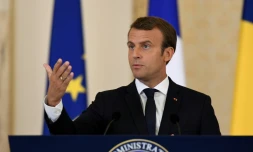 Le président français Emmanuel Macron à Bucarest, en Roumanie, le 24 août 2017