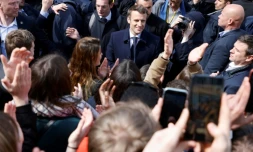 Le président-candidat Emmanuel Macron, lors d'un déplacement à Fouras (Charente-Maritime), le 31 mars 2022