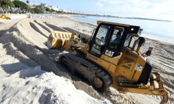 Travaux pour agrandir la plage de Cannes, le 29 janvier 2018