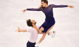 Les Français Gabriella Papadakis et Guillaume Cizeron lors du programme libre de danse sur glace des Jeux de Pyeongchang, le 20 février 2018