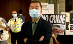 Le magnat de la presse Jimmy Lai devant le tribunal de West Kowloon, le 3 novembre 2020 Ă Hong Kong