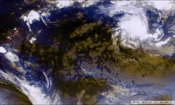 La dépression tropicale se situait à 3 345 km au Nord-Est de La Réunion à 4 heures ce mardi 30 novembre 2010 (image satellite: Mtotec.com)