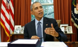 Le président américain Barack Obama dans le Bureau ovale à la Maison Blanche à Washington DC, le 2 novembre 2015