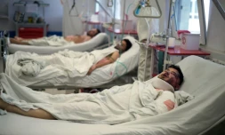 Des blessés de l'attentat soignés dans un hôpital à Kaboul, le 1er juin 2017