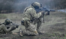 Des militaires des forces spéciales ukrainiennes pendant un entraßnement dans la région de Donetsk, en avril 2023