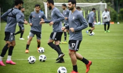 Les joueurs iraniens lors d'une séance d'entraînement à Bakovka en banlieue de Moscou, le 12 juin 2018
