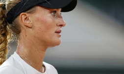 Kristina Mladenovic au cours de son match du premier tour de Roland-Garros contre Laura Siegemund, le 29 septembre 2020 à Paris