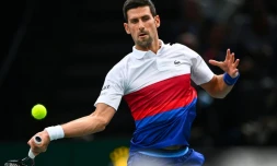 Le Serbe Novak Djokovic durant le Masters 1000 de Paris le 2 novembre 2021