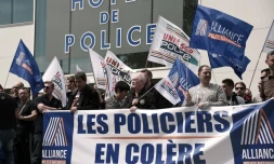 Manifestation de policiers le 18 mai 2016 devant l'Hôtel de police à Strasbourg