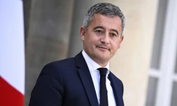 Le ministre de la Justice, Gérald Darmanin, à la sortie de l'Elysée, le 14 octobre 2025 à Paris