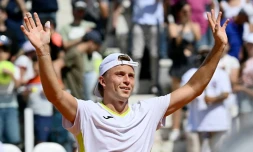 Le Français Alexandre MĂŒller, tombeur du Russe Andrey Rublev, 6e mondial, au 3e tour Ă Rome, le 13 mai 2024