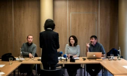 Grace, l'épouse du président d'Interpol le 7 octobre 2018 lors d'une conférence de presse à Lyon