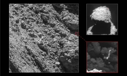 Le robot Philae, dont on avait perdu la trace sur la comÚte Tchouri aprÚs son atterrissage mouvementé en novembre 2014, a été localisé par une caméra de la sonde Rosetta début septembre 2016