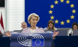 La présidente de la Commission européenne Ursula von der Leyen s'exprime devant le Parlement européen le 7 juillet 2025 