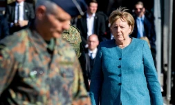 La chancelière allemande assiste à une cérémonie militaire à Seedorf, nord de l'Allemagne, le 22 septembre 2021
