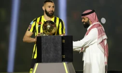La recrue vedette Al-Ittihad, Karim Benzema, présentée aux supporters, le 8 juin 2023 à Jeddah