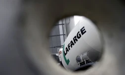 Le logo des ciments Lafarge le 7 avril 2014 à Paris