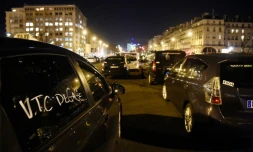 Rassemblement de taxis le 28 janvier 2016 Porte Maillot Ă Paris