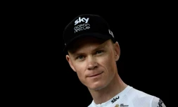 Le Britannique Chris Froome (Sky) lors de la cérémonie de présentation des équipes pour le Tour de France, le 5 juillet 2018 à  La Roche-sur-Yon 