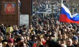 Des manifestants défilent contre la corruption à Moscou le 26 mars 2017