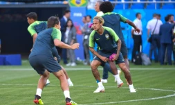 La star du Brésil Neymar Jr à l'entraînement à la Rostov Arena, le 16 juin 2018, à la veille d'y rencontrer la Suisse  