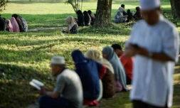 Recueillement et hommages pour le 15è anniversaire du tsunami, à Siron dans la province d'Aceh, en Indonésie, le 26 décembre 2019
