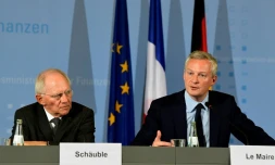 Le ministre allemand des Finances Wolfgang Schäuble et le ministre français de l'Economie Bruno le Maire, à Berlin le 22 mai 2017