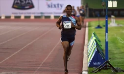 La Sud-Africaine Caster Semenya lors de la finale du 1500 m aux Championnats d'Afrique du Sud, à Germiston, le 26 avril 2019