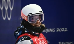 La Française Perrine Laffont lors des qualifications du ski de bosses, le 3 février 2022 aux Jeux olympiques de Pékin