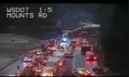 Une image d'un déraillement de train qui s'est produit lundi au nord d'Olympia dans l'Etat de Washington 