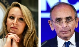 La femme politique d'extrême droite française Marion Maréchal (g) le 22 juin 2018 et le candidat de Reconquête! à la présidentielle française Eric Zemmour à Saint-Quentin, le 14 janvier 2022