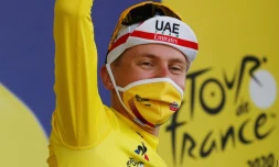 Le Slovène Tadej Pogacar, nouveau maillot jaune du Tour de France, le 19 septembre 2020 au Plancher-les-Mines