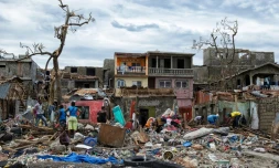 Photo fournie par la Minustah de la ville de Jeremie, dévastée par l'ouragan Matthew, le 6 octobre 2016 en Haïti