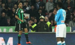 Le Français Grégoire Defrel auteur du but de l'égalisation face à Naples, le 28 novembre 2016 au stade San Paolo