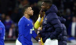 Les Bleus du capitaine Kylian Mbappé et Marcus Thuram marqués par le cuisant revers devant l'Allemagne à Germany, à Lyon, le 23 mars 2024