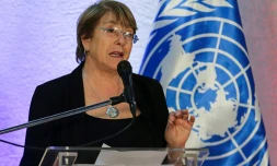 Le Haut Commissaire aux Droits de l'Homme Michelle Bachelet lors d'une conférence de presse à Caracas le 22 juin 2019