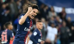 L'attaquant du PSG Edinson Cavani buteur contre Reims, le 26 septembre 2018 au Parc des Princes