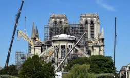 Le chantier de Notre-Dame de Paris, endommagée par un incendie le 15 avril, le 9 juillet 2019