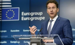 Jeroen Dijsselbloem président de l'Eurogroupe, lors d'une réunion européenne, le 20 février 2015 à Bruxelles